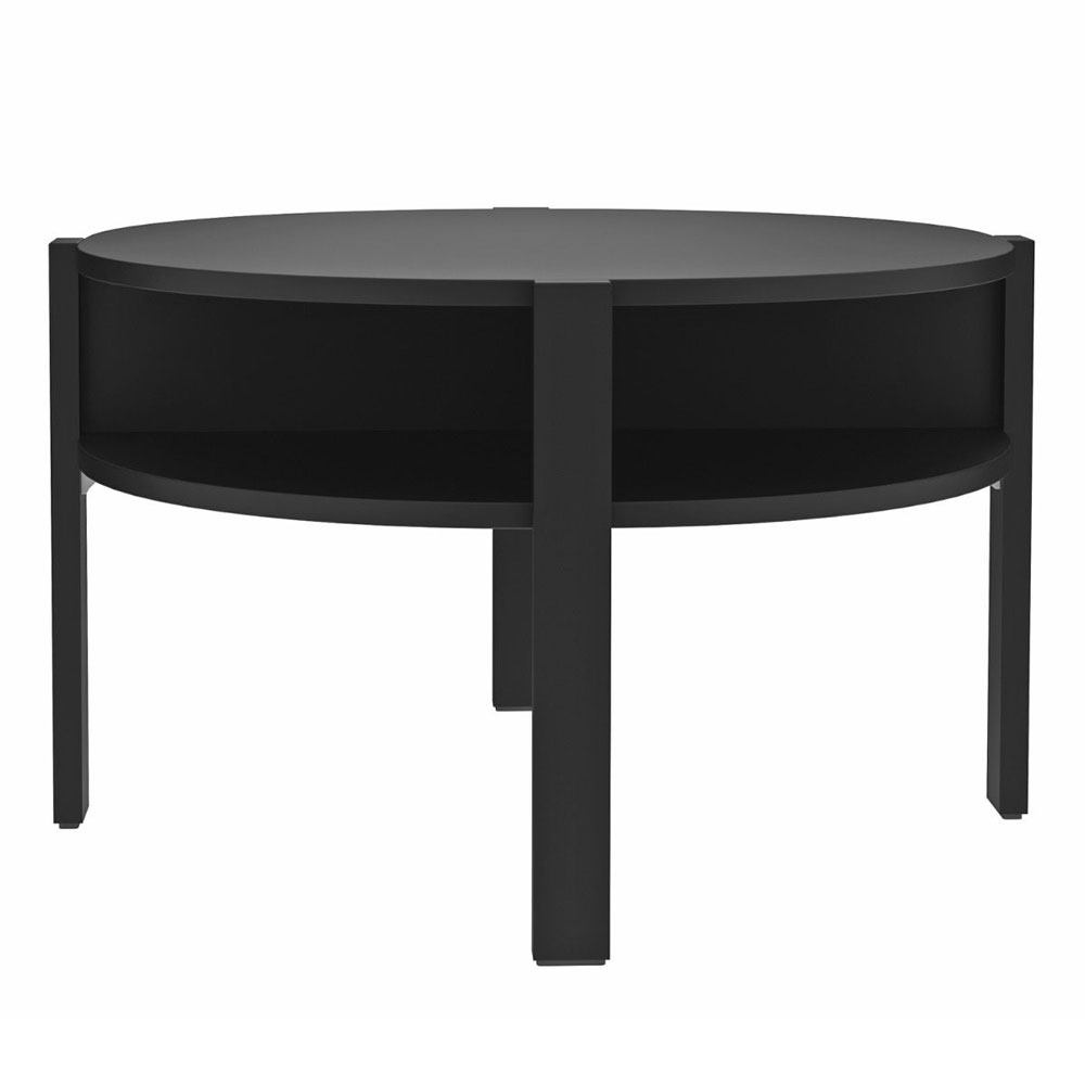 Melzio Round Wooden Coffee Table in Black