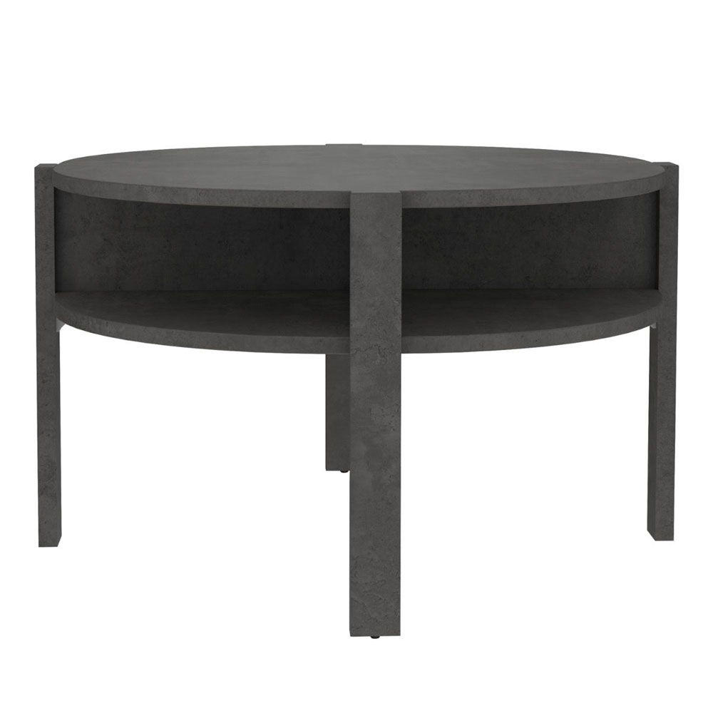 Melzio Round Wooden Coffee Table in Optic Dark Grey