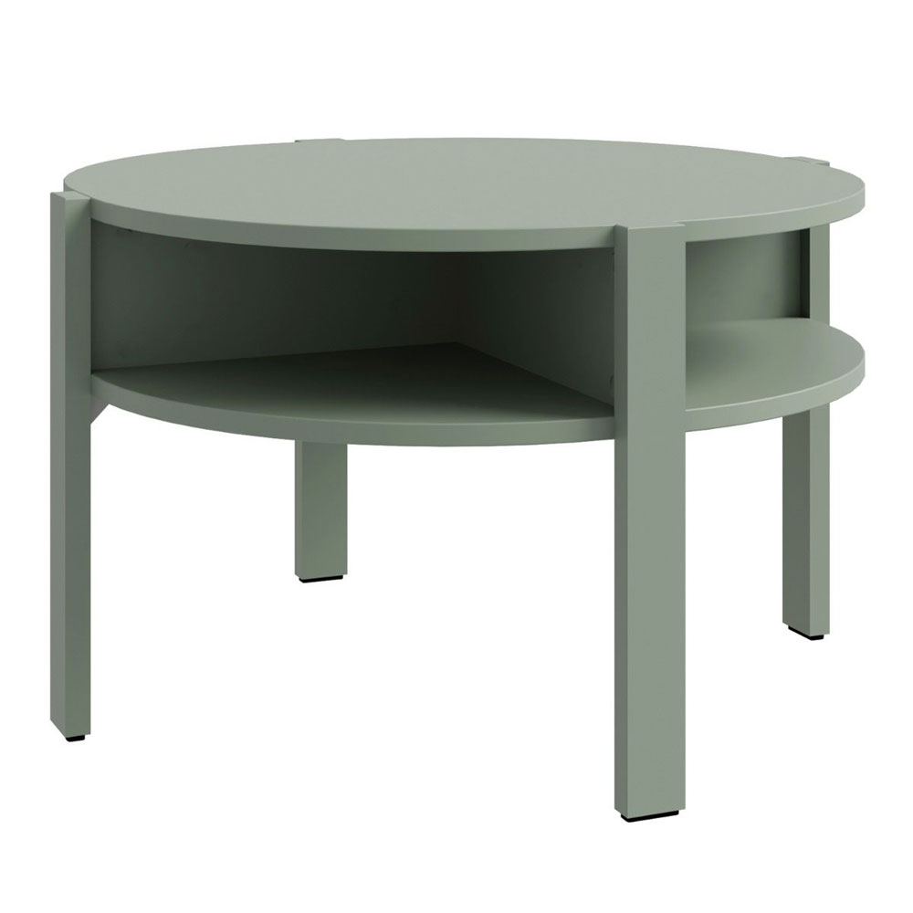Melzio Round Wooden Coffee Table in Sage Green