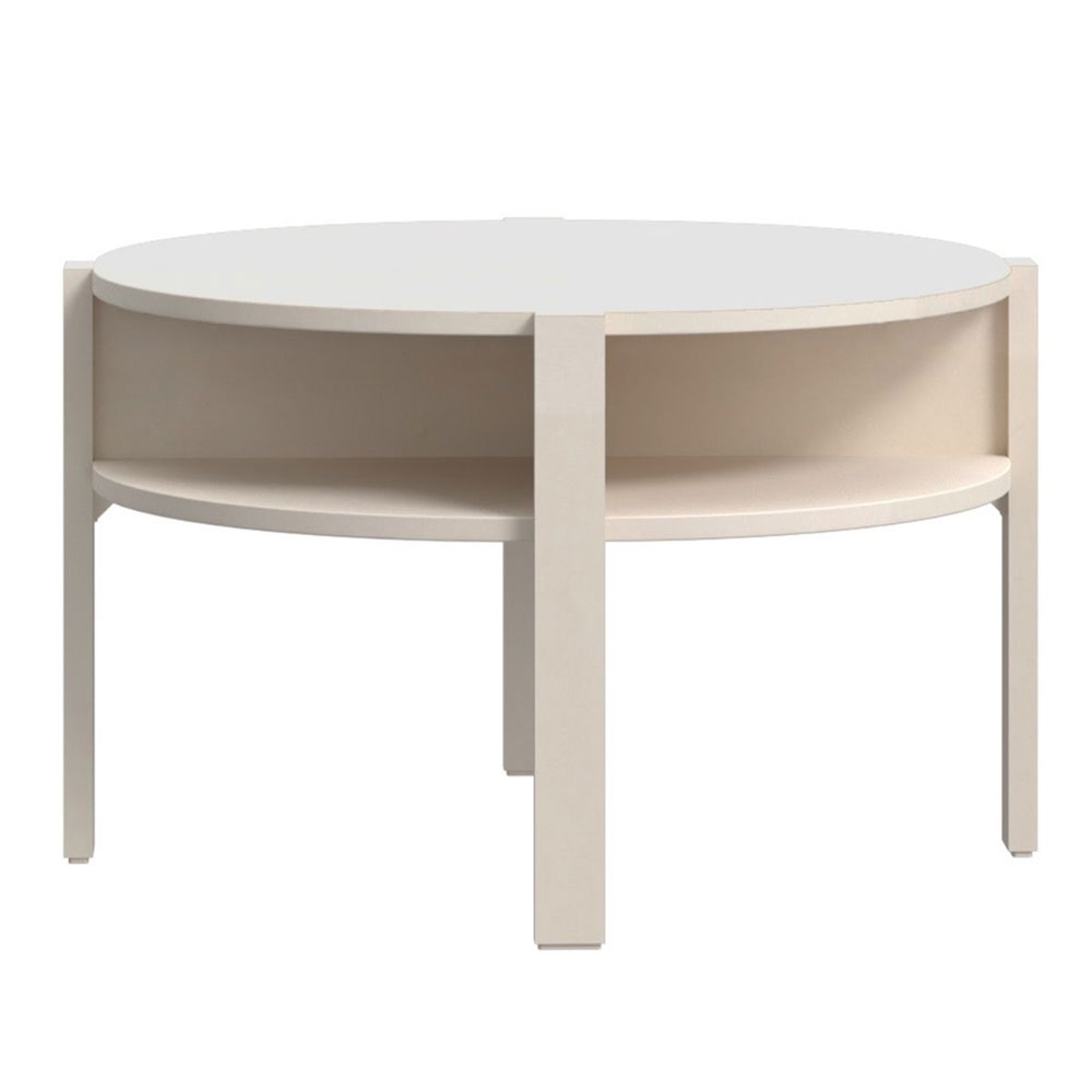 Melzio Round Wooden Coffee Table in Sand