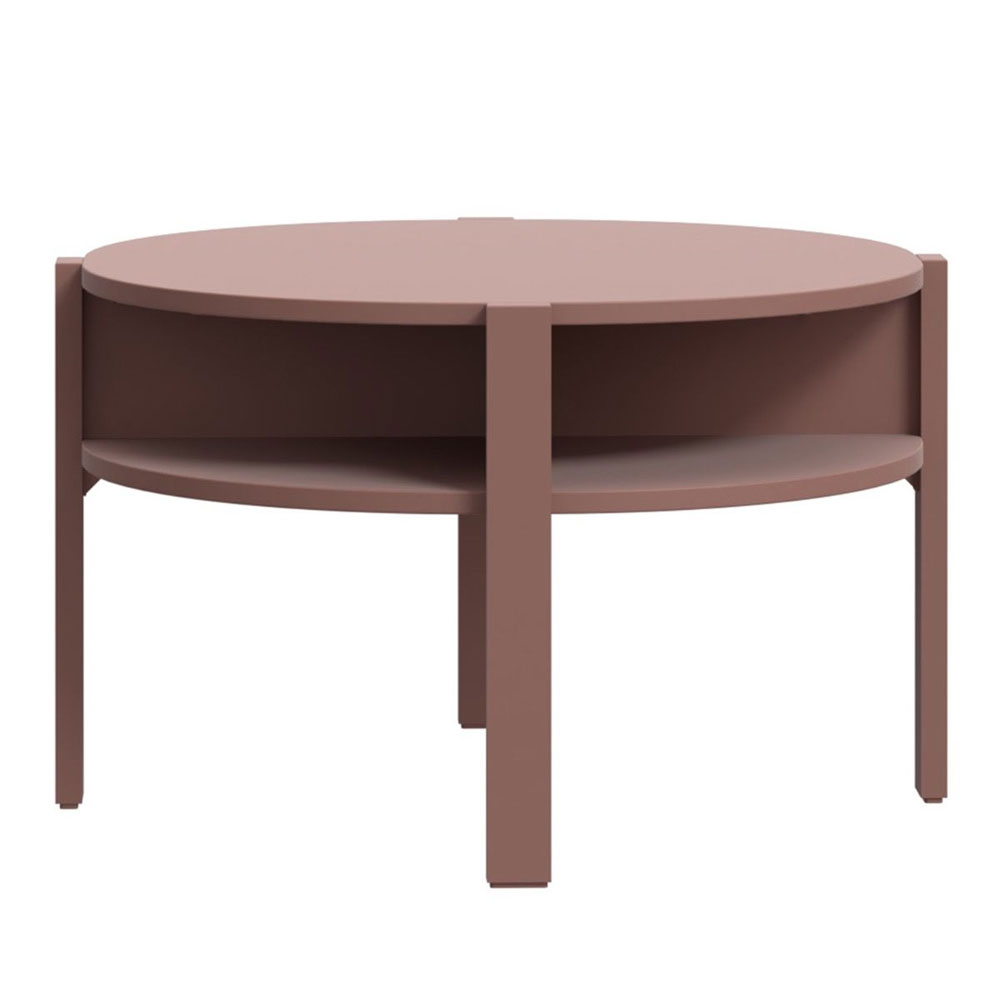 Melzio Round Wooden Coffee Table in Terracotta