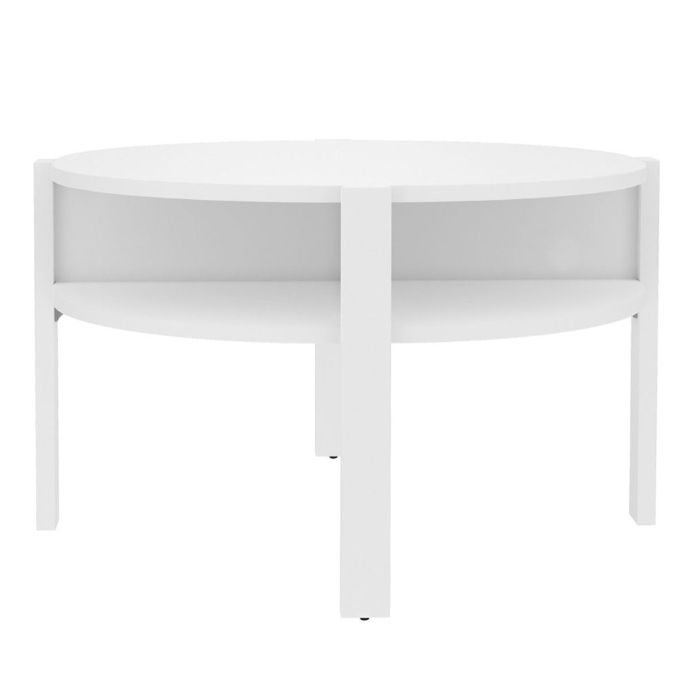 Melzio Round Wooden Coffee Table in White