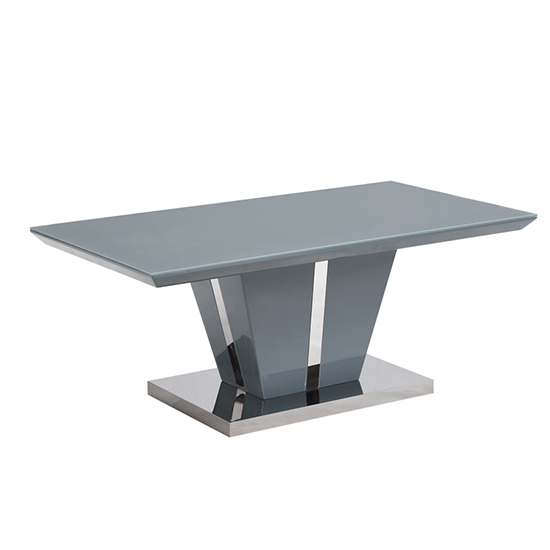 Memphis High Gloss Coffee Table In Grey With Glass Top Furniture in