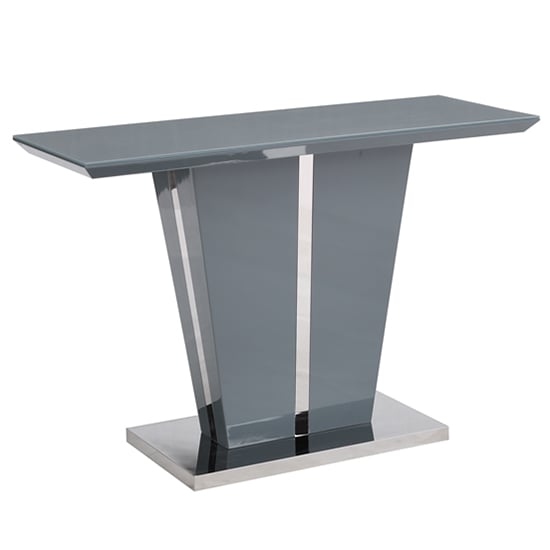 Read more about Memphis high gloss bar table in grey with glass top