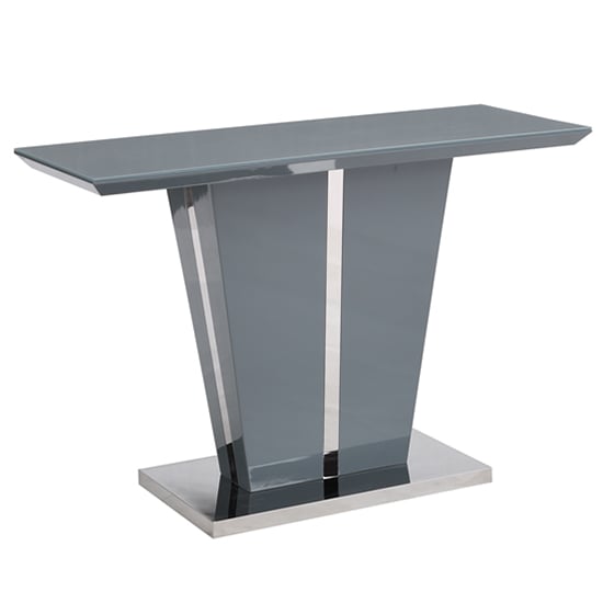 Photo of Memphis high gloss bar table in grey with glass top