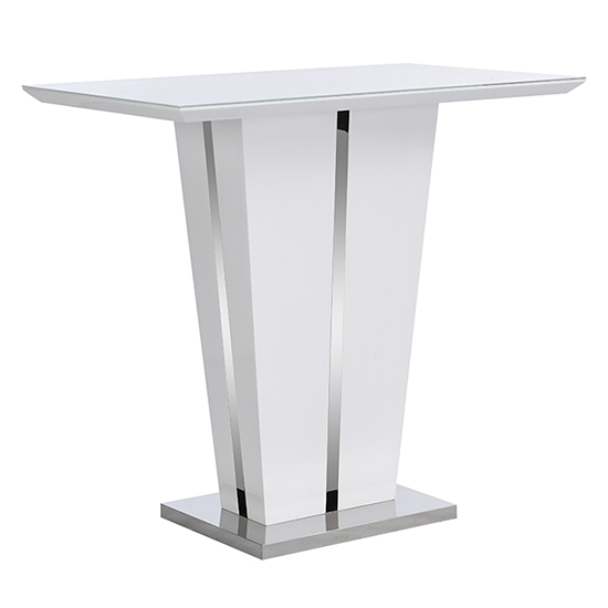 Memphis High Gloss Bar Table In White With Glass Top_3