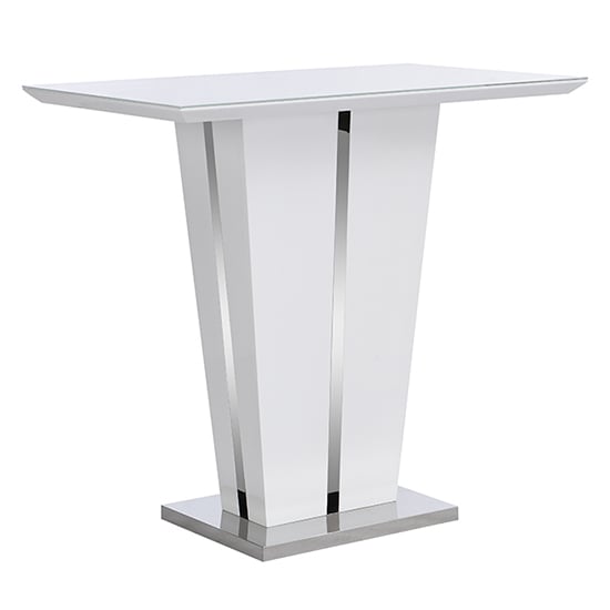 Memphis High Gloss Bar Table In White With Glass Top