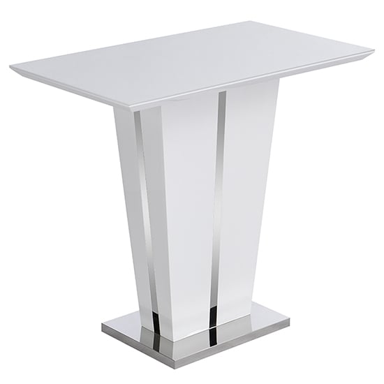 Memphis High Gloss Bar Table In White With Glass Top