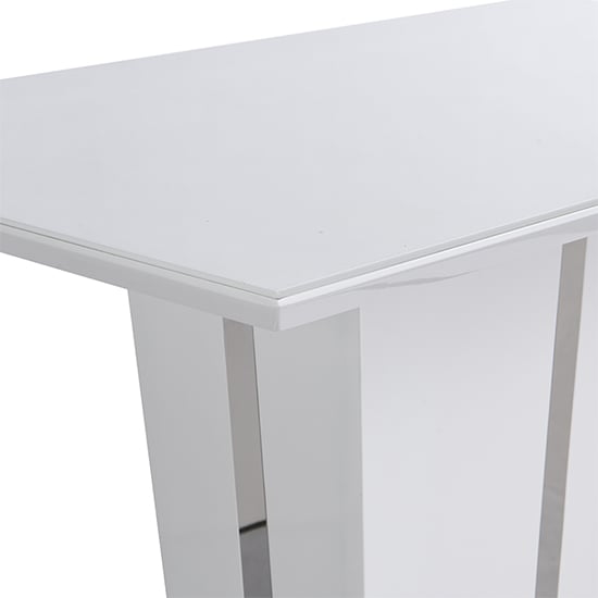 Memphis High Gloss Bar Table In White With Glass Top