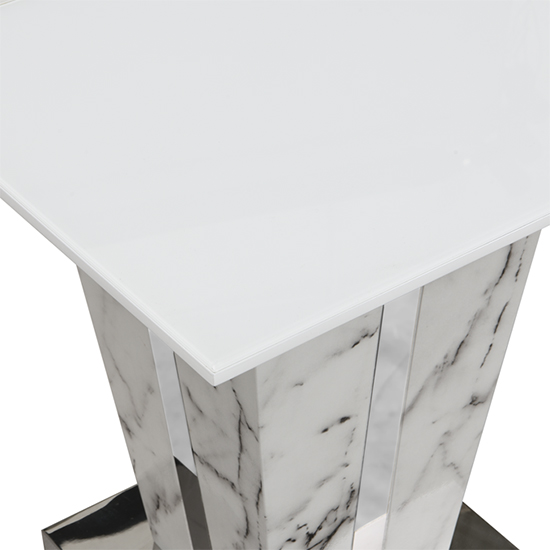 Memphis Gloss Lamp Table In Diva Marble Effect With Glass Top_4