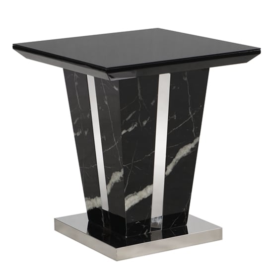 Memphis Gloss Lamp Table In Milano Marble Effect With Glass Top_2