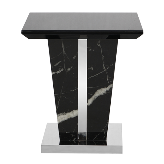 Memphis Gloss Lamp Table In Milano Marble Effect With Glass Top_3