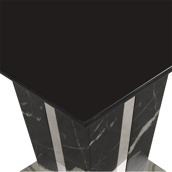 Memphis Gloss Lamp Table In Milano Marble Effect With Glass Top_4