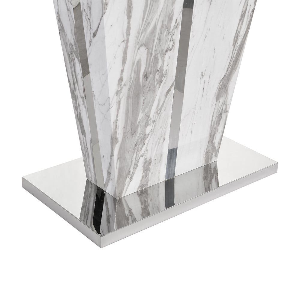 Memphis High Gloss Console Table In Filo Marble Effect Glass Top