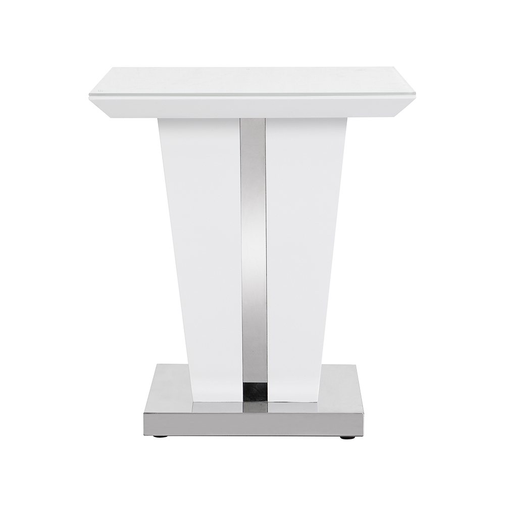 Memphis High Gloss Lamp Table In White With Glass Top