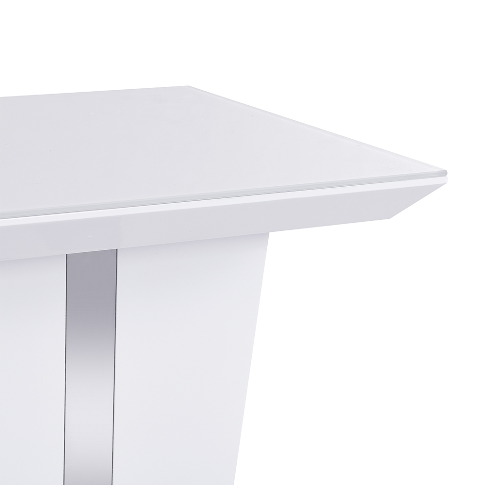 Memphis High Gloss Lamp Table In White With Glass Top