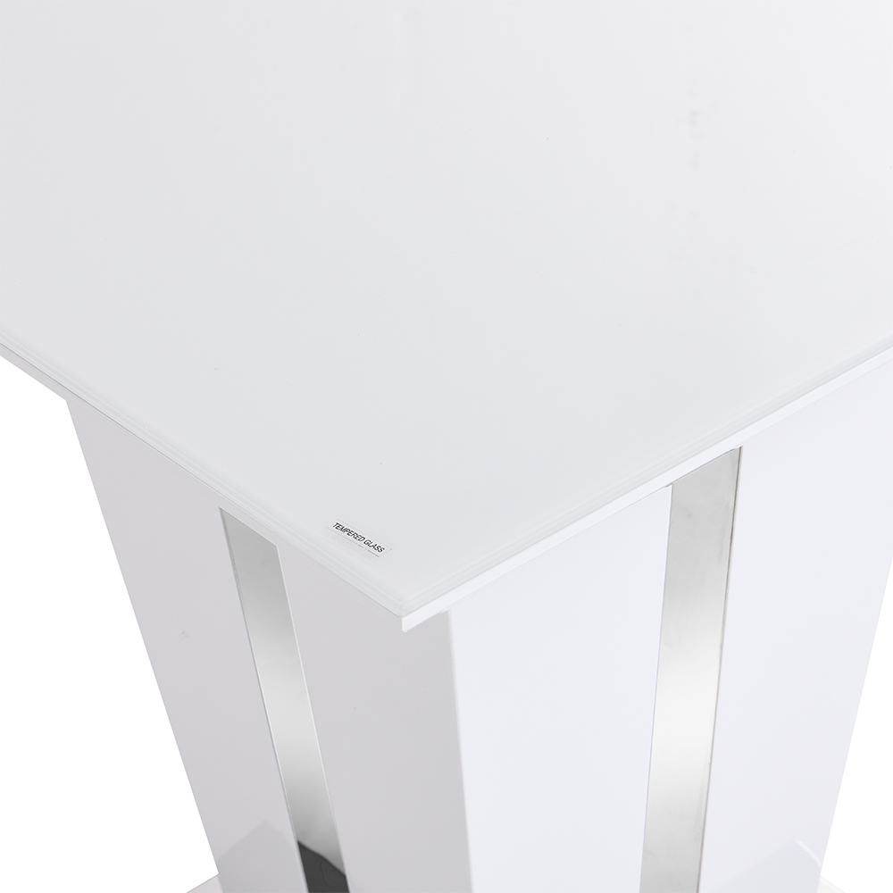 Memphis High Gloss Lamp Table In White With Glass Top
