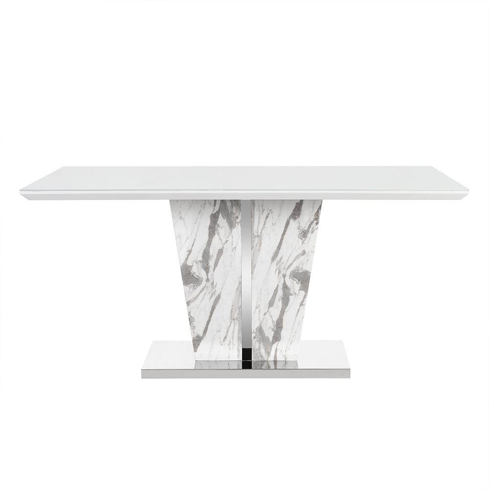 Memphis Large Dining Table In Filo Marble Effect With Glass Top