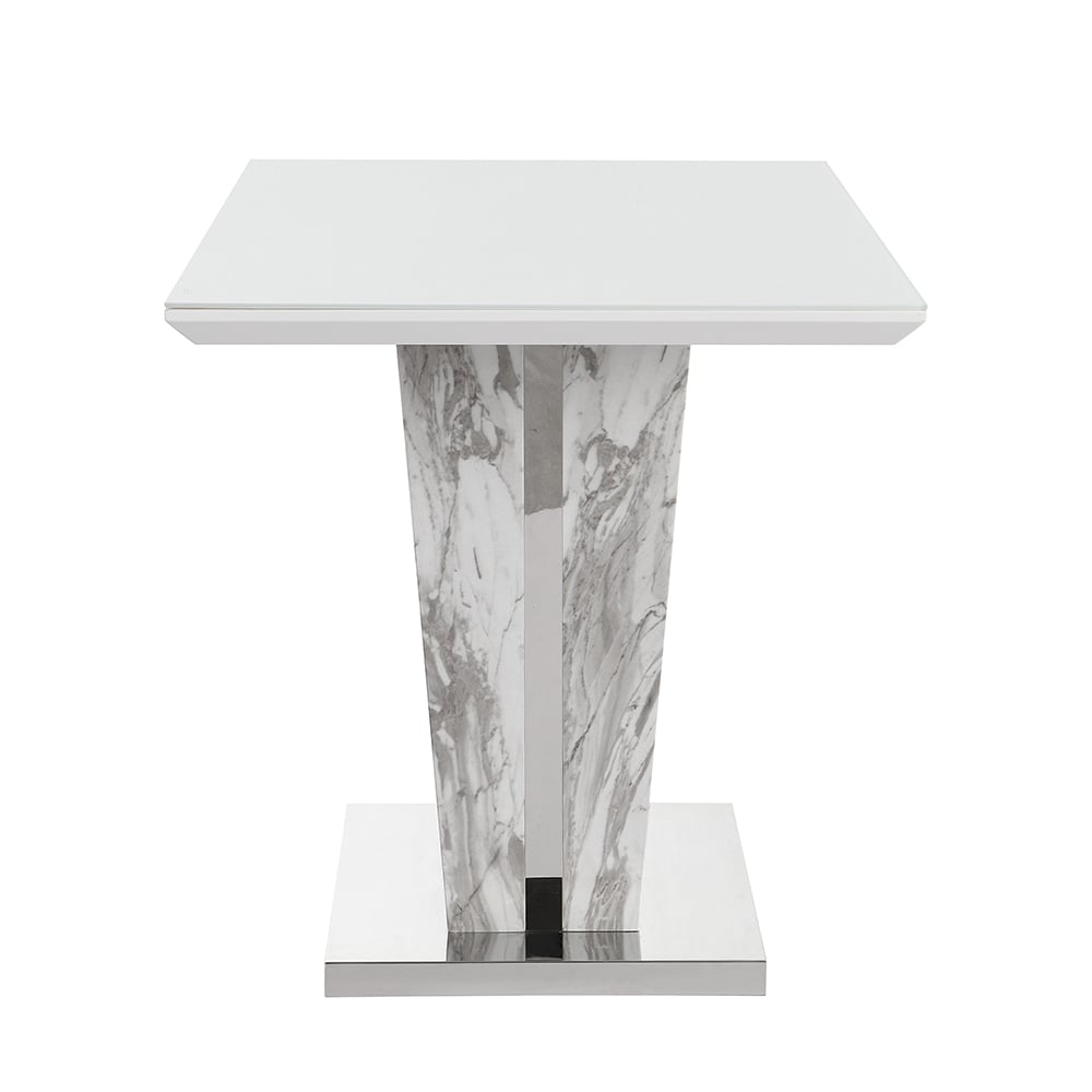 Memphis Large Dining Table In Filo Marble Effect With Glass Top
