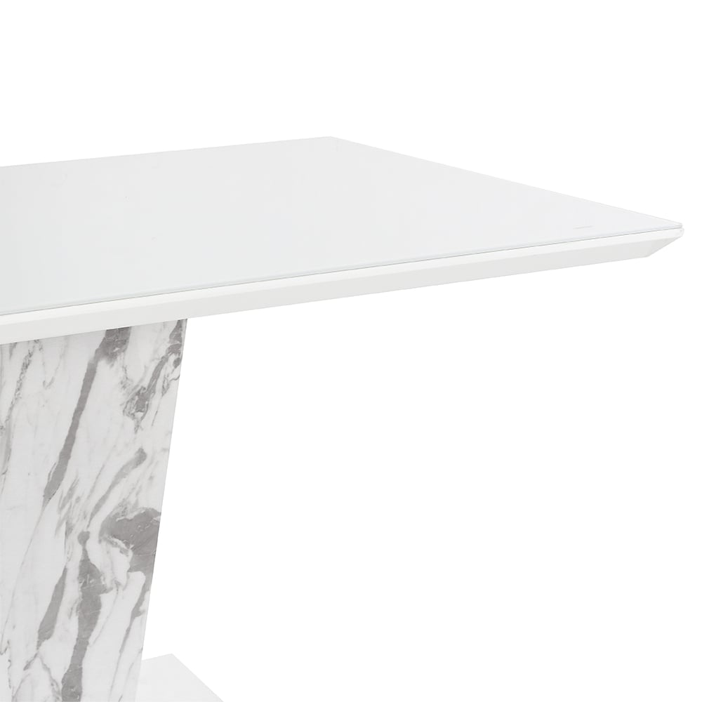Memphis Large Dining Table In Filo Marble Effect With Glass Top