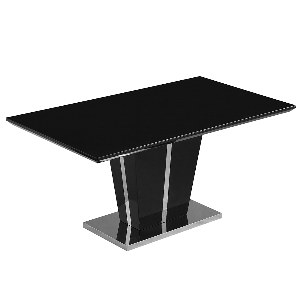 Memphis Large High Gloss Dining Table In Black With Glass Top