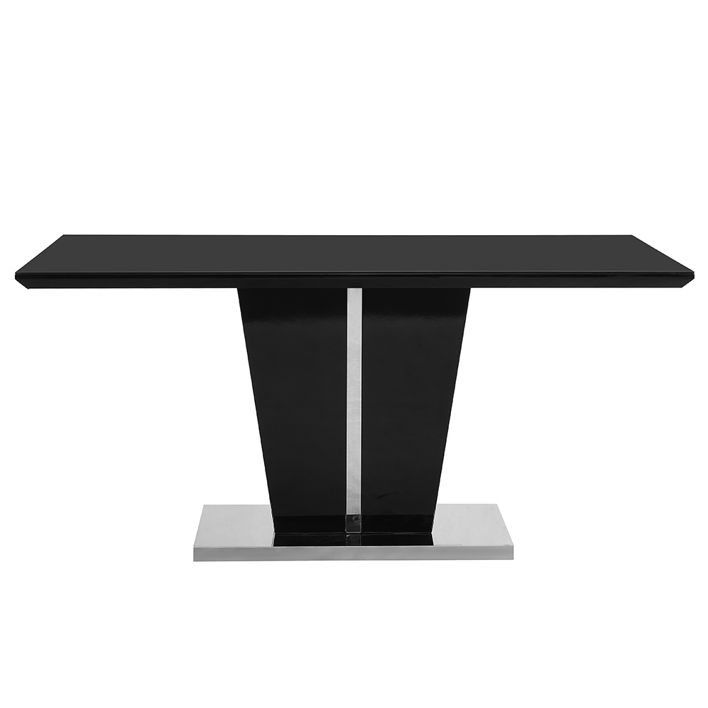 Memphis Large High Gloss Dining Table In Black With Glass Top