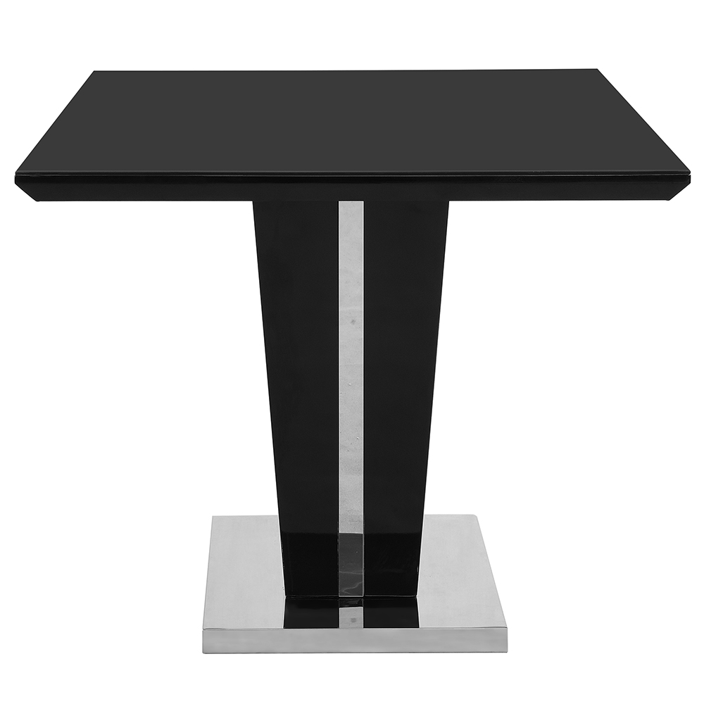 Memphis Large High Gloss Dining Table In Black With Glass Top