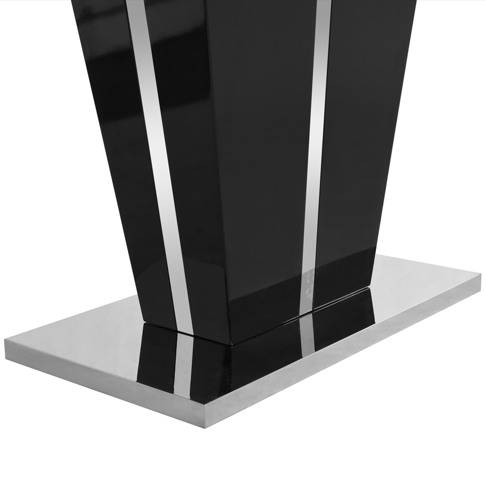 Memphis Large High Gloss Dining Table In Black With Glass Top