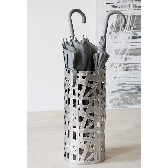 Memphis Metal Umbrella Stand In Antique Silver