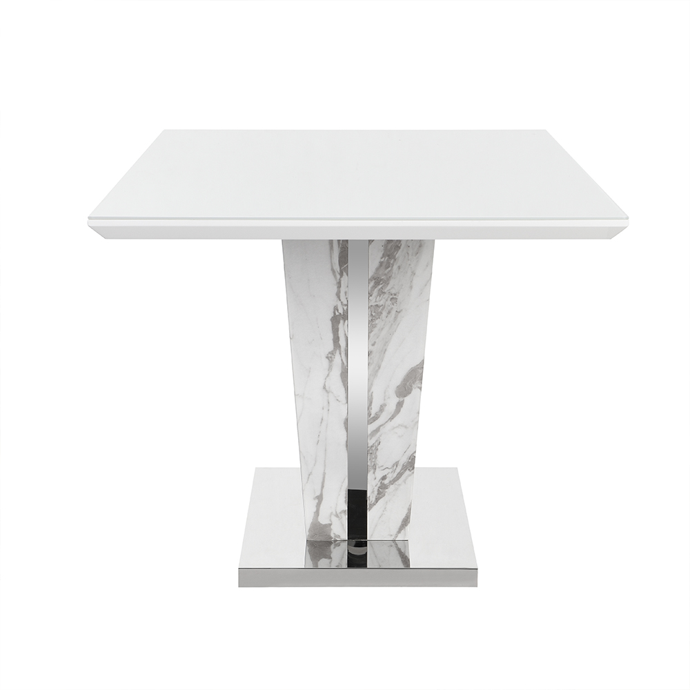 Memphis Small Dining Table In Filo Marble Effect With Glass Top