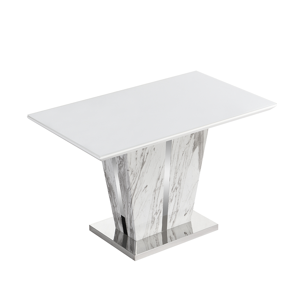 Memphis Small Dining Table In Filo Marble Effect With Glass Top