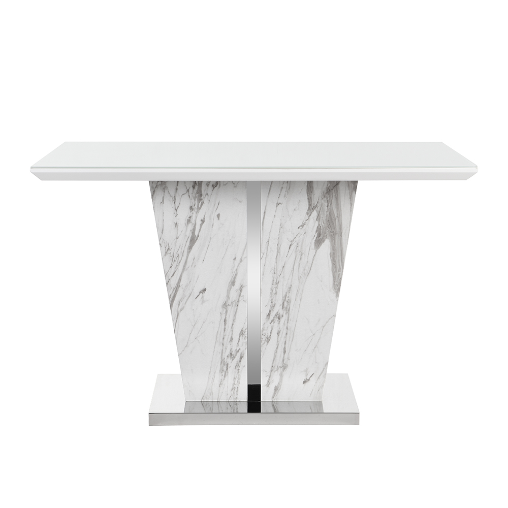 Memphis Small Dining Table In Filo Marble Effect With Glass Top
