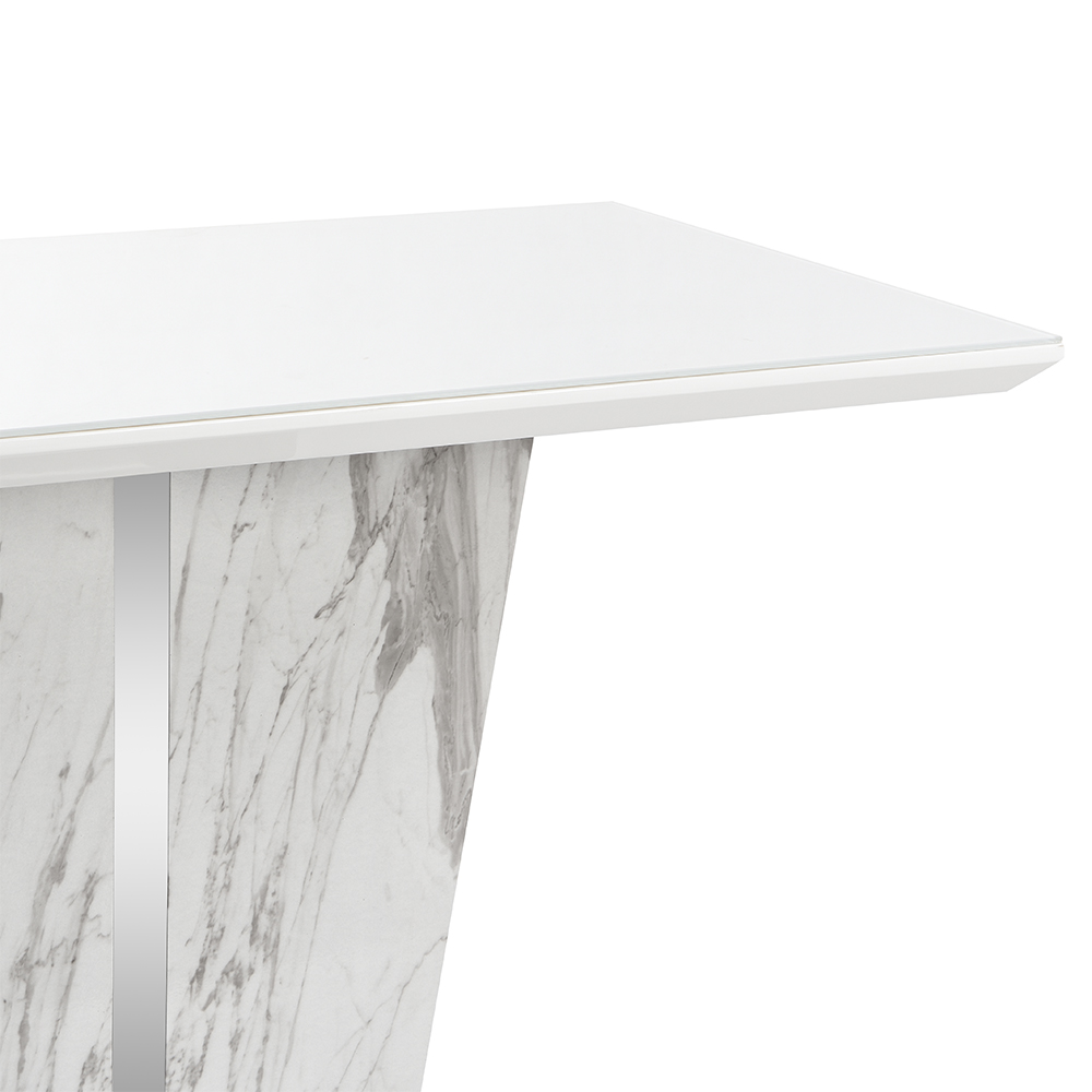 Memphis Small Dining Table In Filo Marble Effect With Glass Top