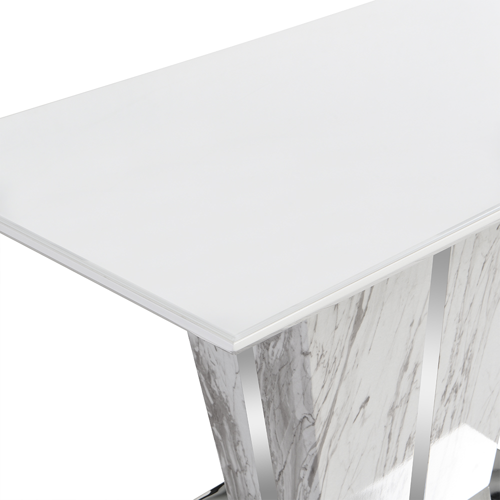 Memphis Small Dining Table In Filo Marble Effect With Glass Top