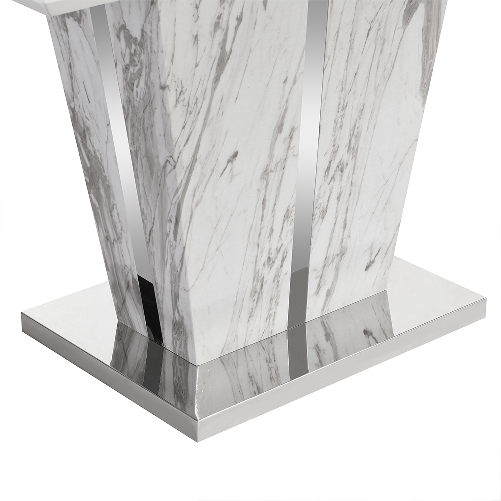 Memphis Small Dining Table In Filo Marble Effect With Glass Top