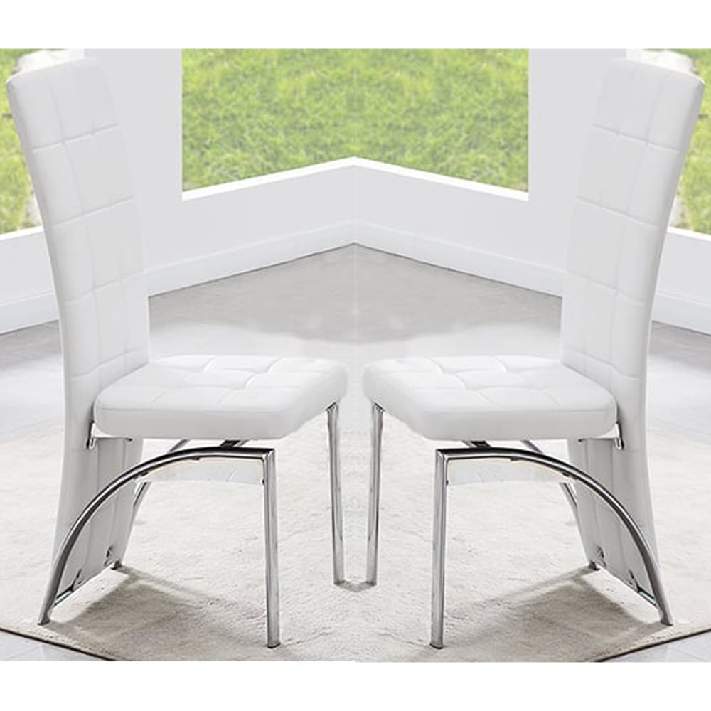 Memphis Small Filo Effect Dining Table 4 Ravenna White Chairs