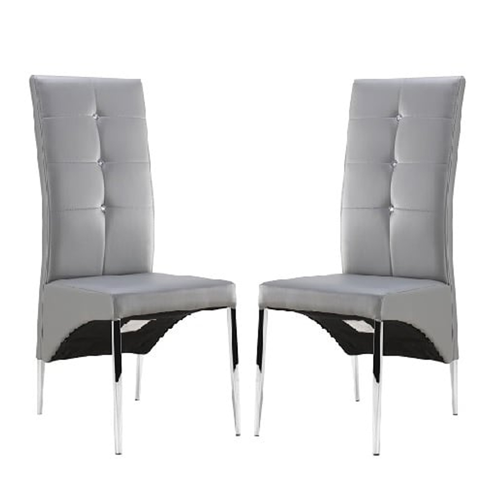 Memphis Small Grey Gloss Dining Table With 4 Vesta Grey Chairs