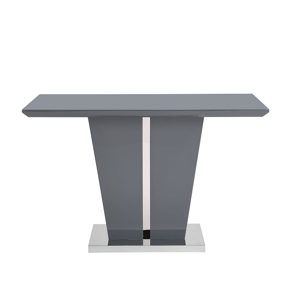 Memphis Small High Gloss Dining Table In Grey With Glass Top