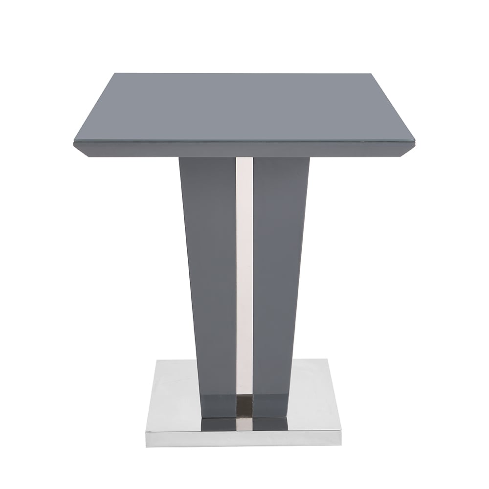 Memphis Small High Gloss Dining Table In Grey With Glass Top