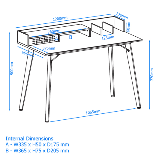 Maghull Wooden Laptop Desk In Walnut And Charcoal Grey