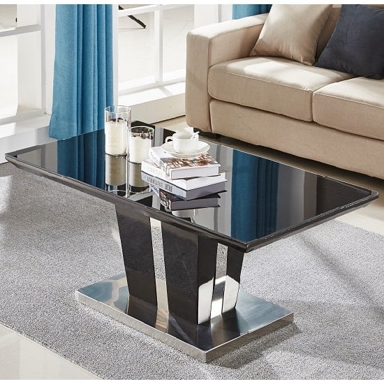 Memphis High Gloss Coffee Table In Black With Glass Top_1