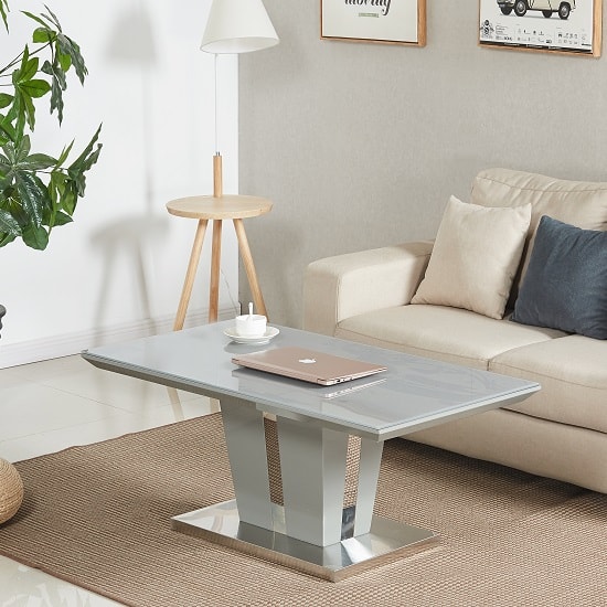 Memphis Coffee Table In Grey High Gloss With Gl Top 239 95 Memphis Coffee Table In Grey High Gloss
