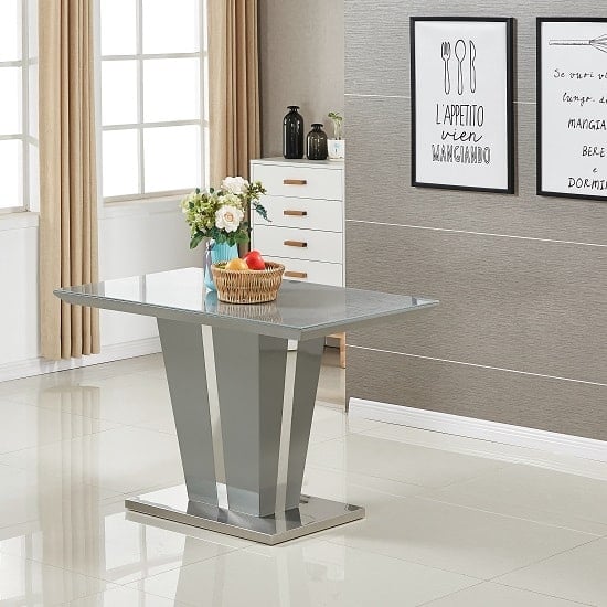 Memphis Small Grey Gloss Dining Table 4 Symphony Grey Chairs_2