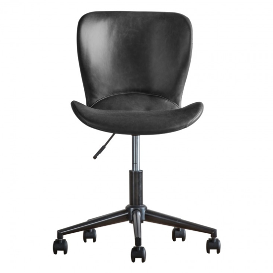 Mendel Faux Leather Swivel Office Chair In Charcoal | Furniture in Fashion