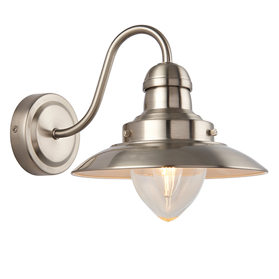 Product photograph of Mendip Clear Glass Wall Light In Satin Nickel from Furniture in Fashion