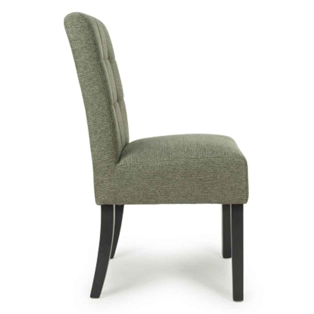 Mendoza Weave Green Fabric Dining Chairs With Black Leg In Pair