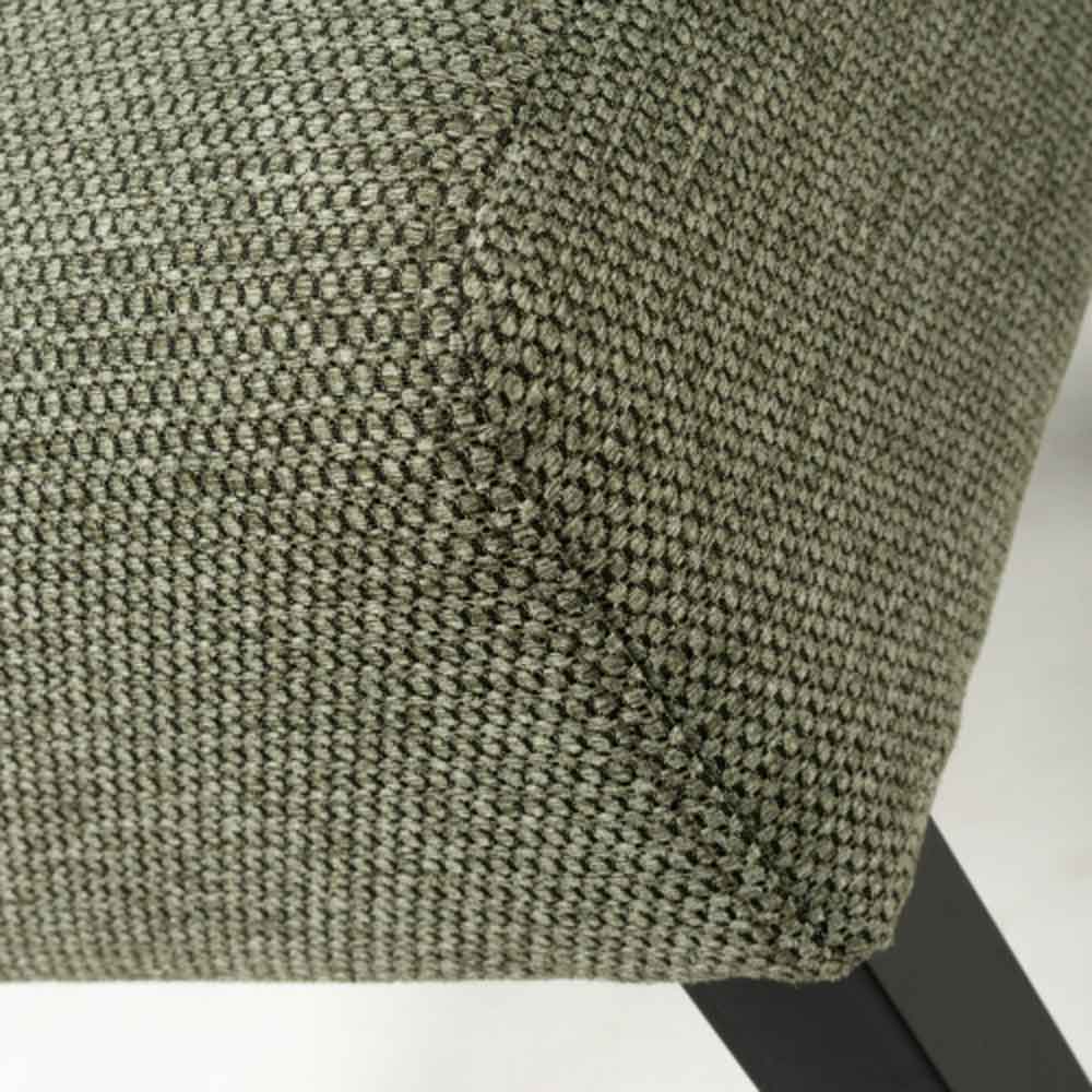 Mendoza Weave Green Fabric Dining Chairs With Black Leg In Pair