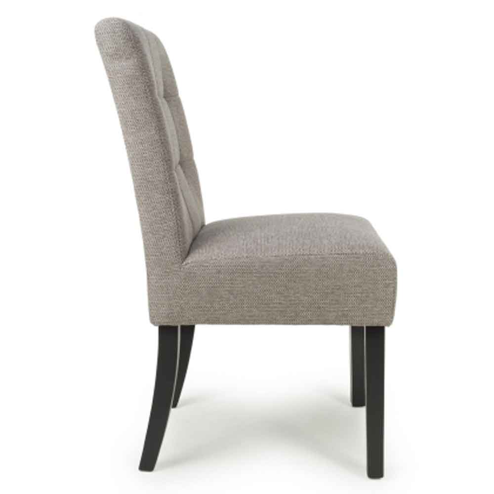 Mendoza Mocha Fabric Dining Chairs With Black Leg In Pair