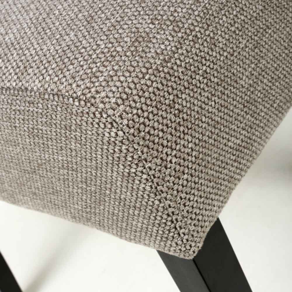 Mendoza Mocha Fabric Dining Chairs With Black Leg In Pair
