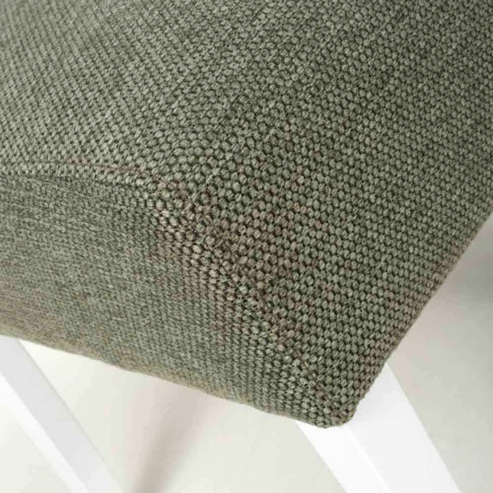 Mendoza Weave Green Fabric Dining Chairs With White Leg In Pair